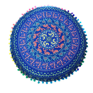 Indian Mandala Floor Pillows Round Bohemian decorative pillows velvet covers