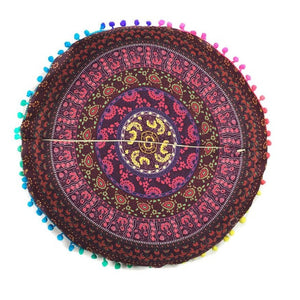 Indian Mandala Floor Pillows Round Bohemian decorative pillows velvet covers