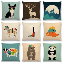 Hot Sale Cute Cartoon Fun Animals Deer Wolf Zebra Bear Panda Sheep Pug Chameleon Sheep Colourful Love Cushion Sofa Throw Pillow