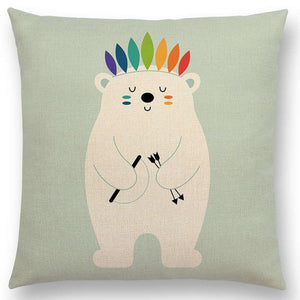 Hot Sale Cute Cartoon Fun Animals Deer Wolf Zebra Bear Panda Sheep Pug Chameleon Sheep Colourful Love Cushion Sofa Throw Pillow