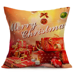 Merry Christmas Linen Pillow Cases Sofa Cushion Cover Home Decoration