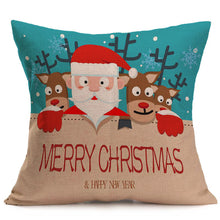 Merry Christmas Linen Pillow Cases Sofa Cushion Cover Home Decoration