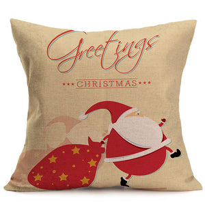 Merry Christmas Linen Pillow Cases Sofa Cushion Cover Home Decoration