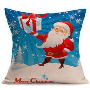 Merry Christmas Linen Pillow Cases Sofa Cushion Cover Home Decoration