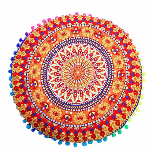 Indian Mandala Floor Pillows Round Bohemian Cushion Pillows Cover Case Cushions