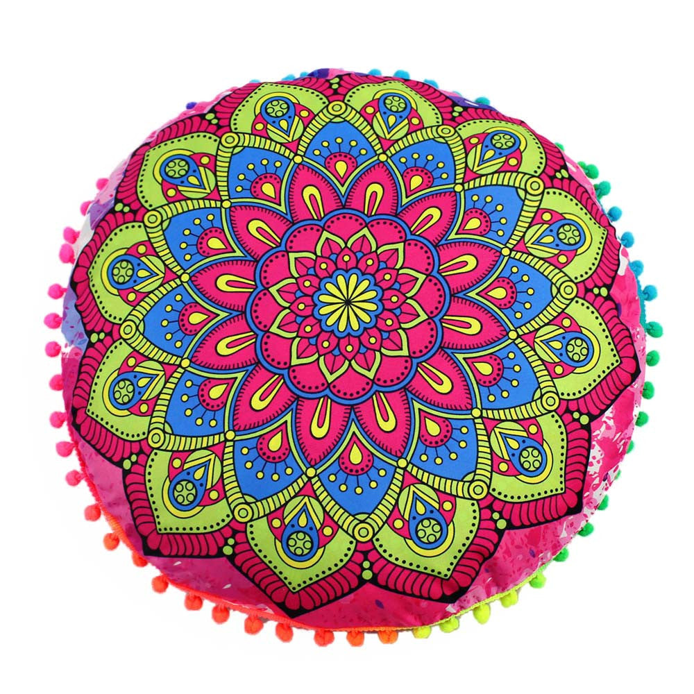 Indian Mandala Floor Pillows Round Bohemian Cushion Pillows Cover Case Cushions