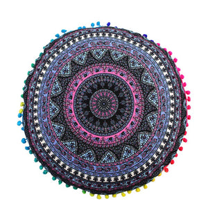 Indian Mandala Floor Pillows Round Bohemian Cushion Pillows Cover Case Cushions