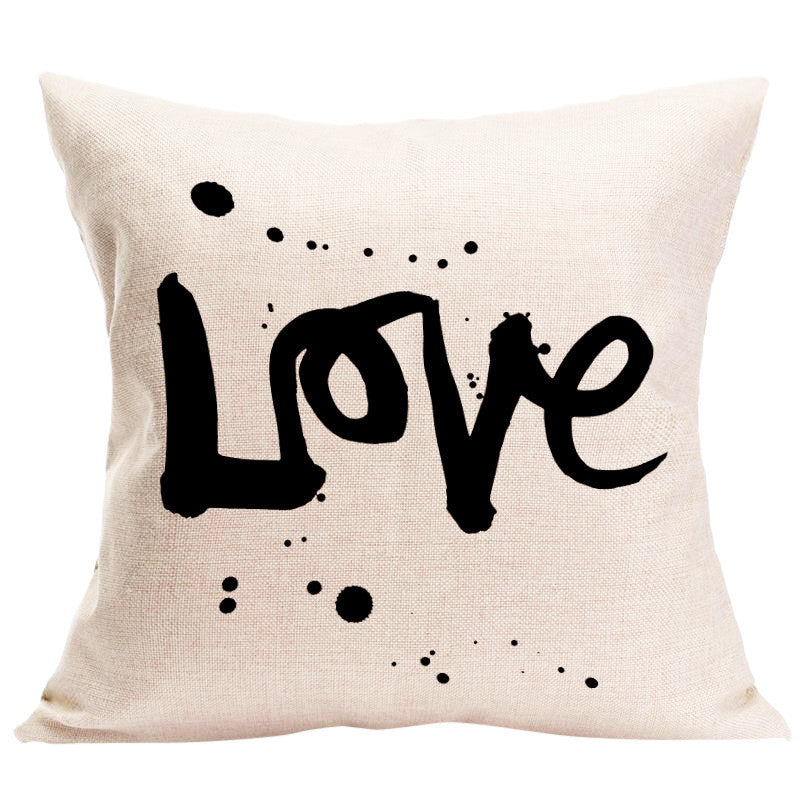 LOVE Letter Square Pillow Cover Cushion Case Pillowcase Zipper Closure