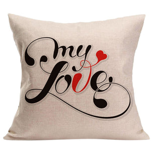 LOVE Letter Square Pillow Cover Cushion Case Pillowcase Zipper Closure