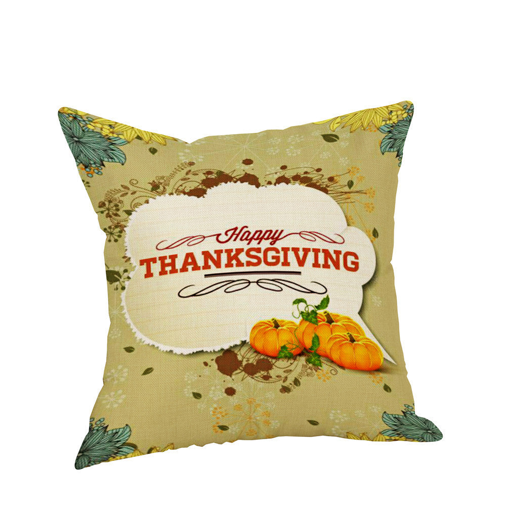 Happy Thanksgiving Pillow Cases  Linen Sofa Cushion Cover Home Decor