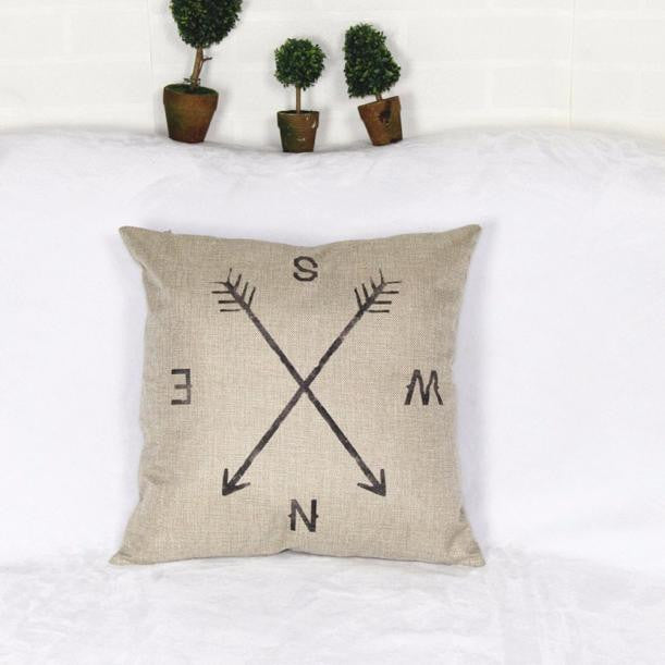 Compass Linen Throw Pillow Case Cushion Cover Home Decor