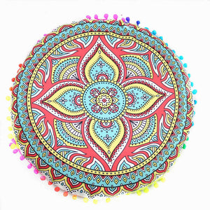 Indian Mandala Floor Pillows Round Bohemian Cushion Pillows Cover Case Cushions