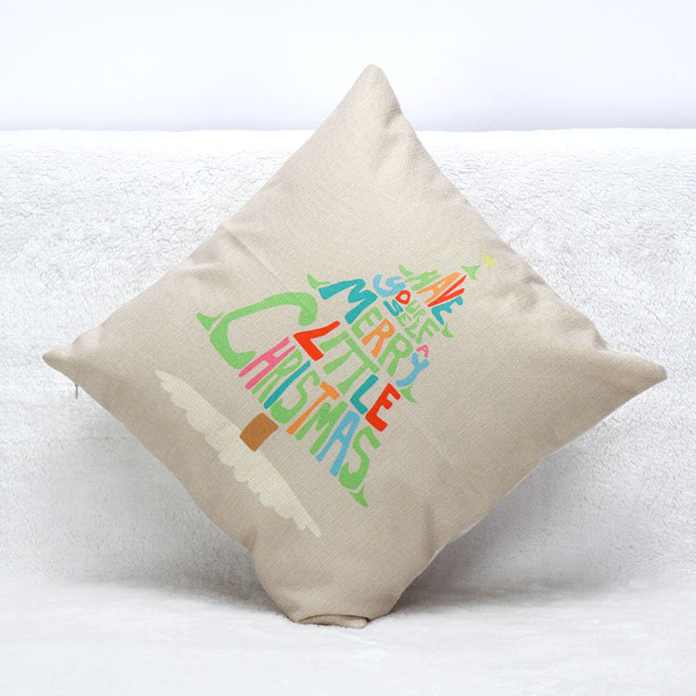 Christmas Letters Tree Home Decoration Festival Pillow Case Cushion Cover