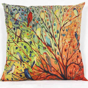 Tree Flower Floral Cotton Sofa Pillowcase Cushion Cover