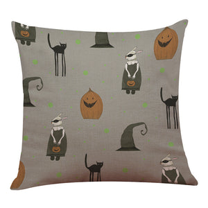 Halloween Pillow Box Linen Sofa Funny Ghost Pad Cushions Home Decoration