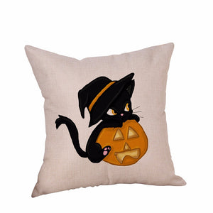 Happy Halloween Pillow Cases  Linen Sofa Cushion Cover Home Decor