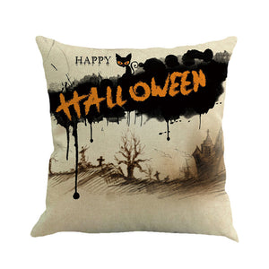 Happy Halloween Pillow Cases Linen Sofa Cushion Cover Home Decor