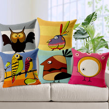 Personality Bird Parrot Cushion Covers Home Seat Hotel Sofa Decoration Square Shape Cotton Linen Pillows Covers