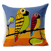 Personality Bird Parrot Cushion Covers Home Seat Hotel Sofa Decoration Square Shape Cotton Linen Pillows Covers