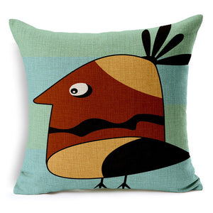 Personality Bird Parrot Cushion Covers Home Seat Hotel Sofa Decoration Square Shape Cotton Linen Pillows Covers